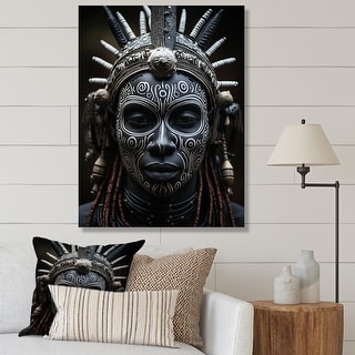 Designart "African Mask Tribu V" African Tribes Wall Art Prints - Bed